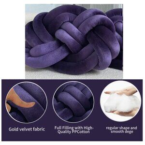 NWT Purple Knotted Plush Accent Pillow Luxurious Rectangle Geometric Design